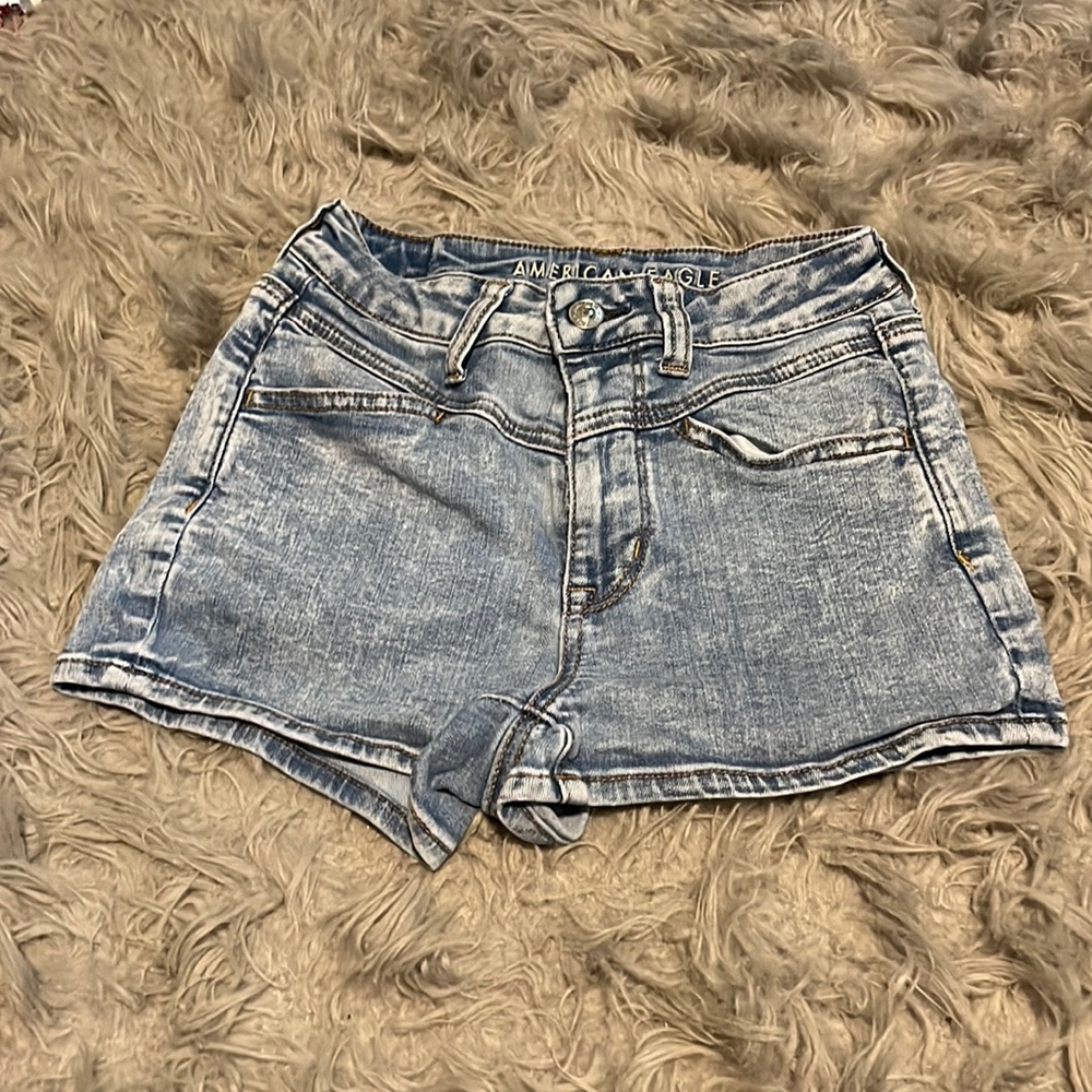 American Eagle Next Level Stretch Denim Jean Acid Washed Shorts